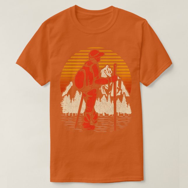 Camiseta Nature Hiker Adventure Hike Retro Sunset Outdoor H (Frente do Design)