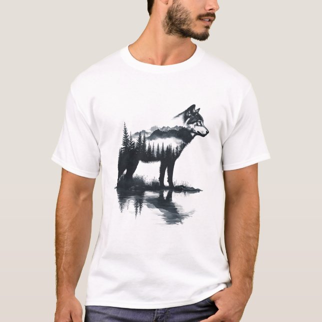 Camiseta Nature Mounains Adventure Wolf Outdoor Willife F (Frente)