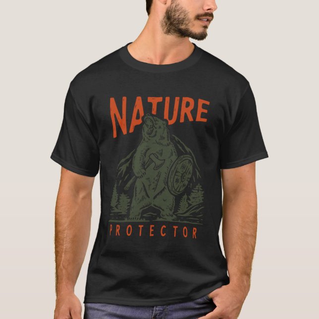 Camiseta Nature Protector  Bear Environment Grizzly Warrior (Frente)