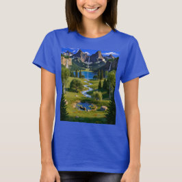 Camiseta Nature Scene Mountains Waterfalls Lake Stream Pond