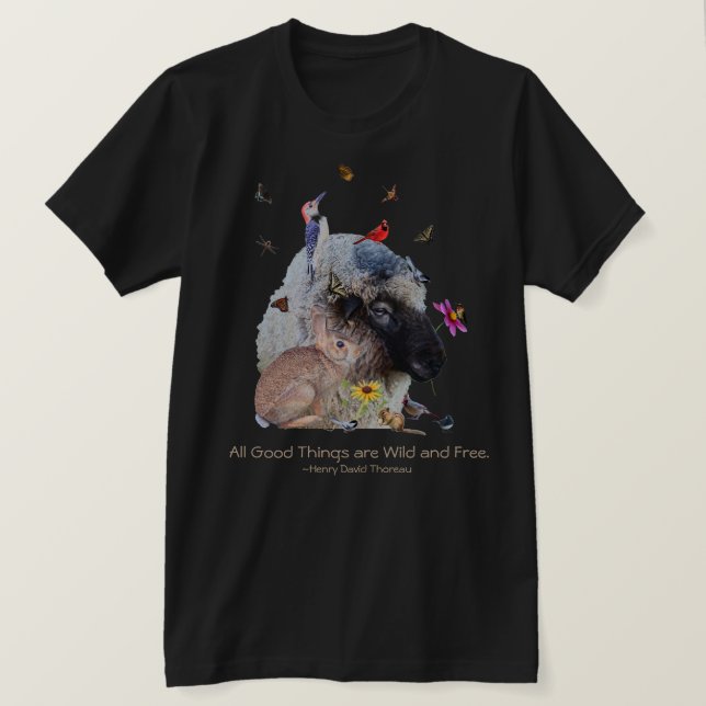 Camiseta Nature Wildlife com Thoreau cita: (Frente do Design)