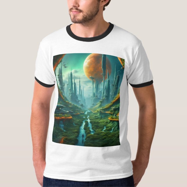 Camiseta Natureza da alienígena e Arte Científica Surreal d (Frente)