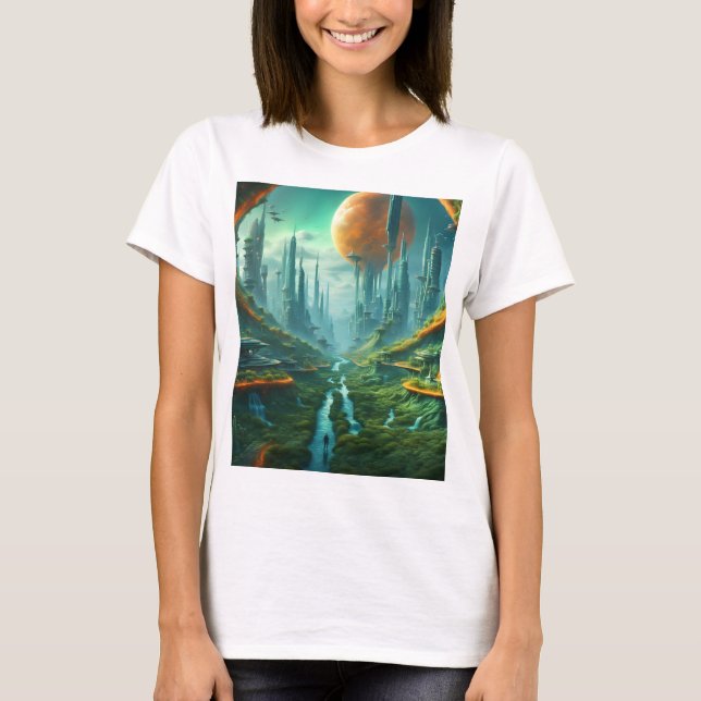 Camiseta Natureza da alienígena e Arte Científica Surreal d (Frente)