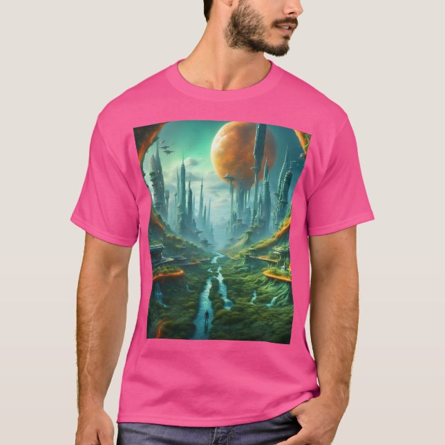 Camiseta Natureza da alienígena e Arte Científica Surreal d (Frente)