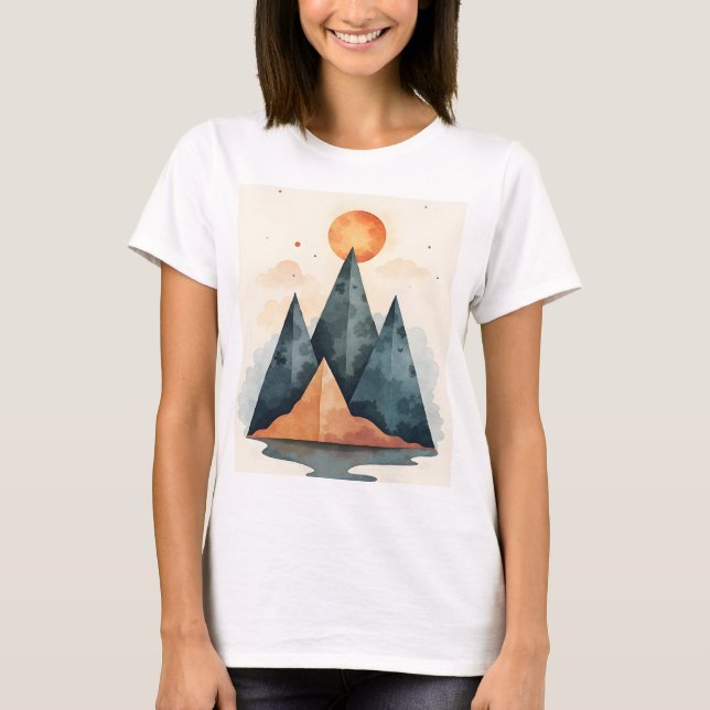 Camiseta Natureza da Montanha Minimalista (Frente)