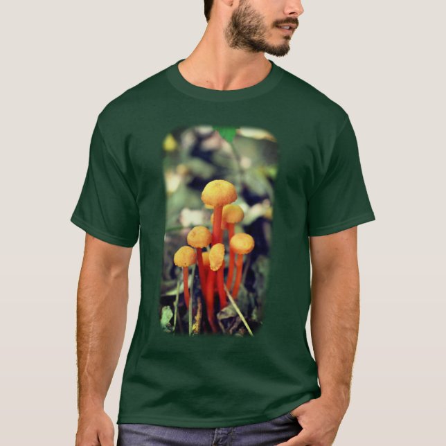 Camiseta Natureza dos Cogumelos Laranja Pequenos (Frente)