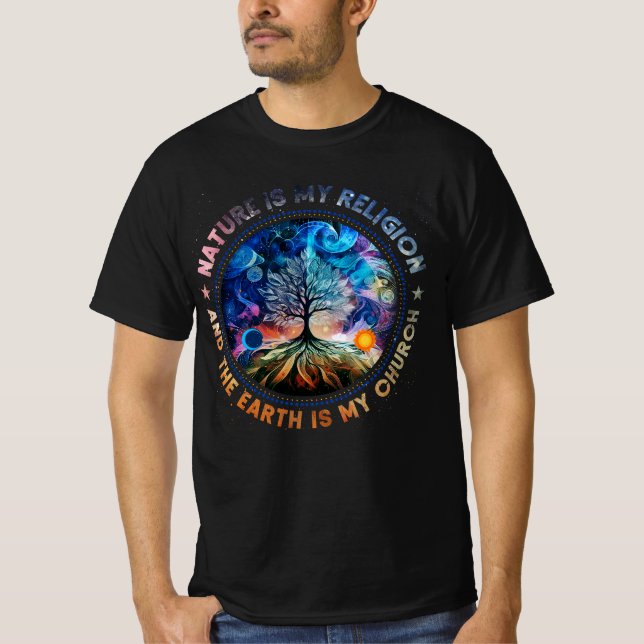 Camiseta Natureza É Minha Religião A Terra É Minha Igreja M (Frente)