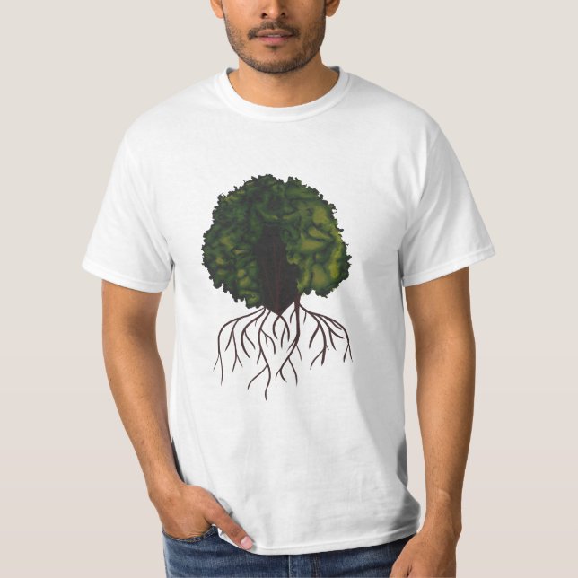 Camiseta Natureza estética Arte pós-colagem com raízes de á (Frente)