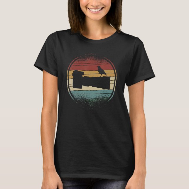 Camiseta Natureza Fotografia Longa Pássaro Lente na Câmera  (Frente)