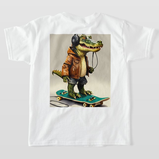 Camiseta natureza icônica dos crocodilos. (Postura das costas)