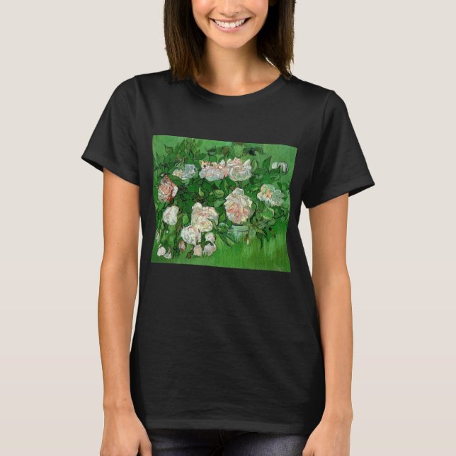Camiseta Natureza-Morta: Rosas Rosas por Vincent van Gogh (Frente)