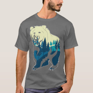 Camiseta Natureza Paisagem Árvores Ursos Sobre Floresta Por