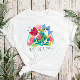 Camiseta Natureza Pavimento Aquarela Flores Arco-Íris Cor