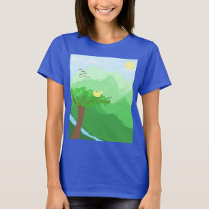 Camiseta Natureza pintada com cores acrílicas arte