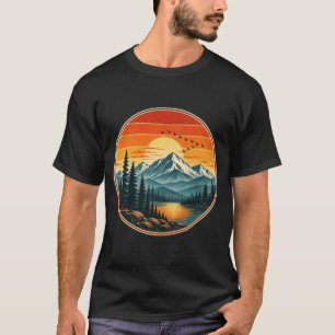 Camiseta Natureza Pôr do Sol Montanha Em Camadas