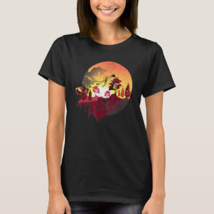 Camiseta Natureza Selvagem Animais Sunset Howling Wolf Tree