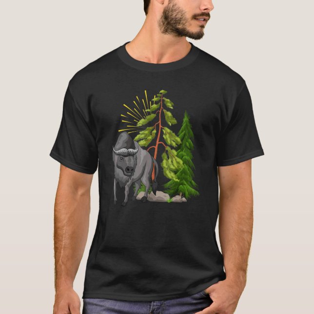 Camiseta Natureza Selvagem Animal Selvagem Bison Buffalo (Frente)
