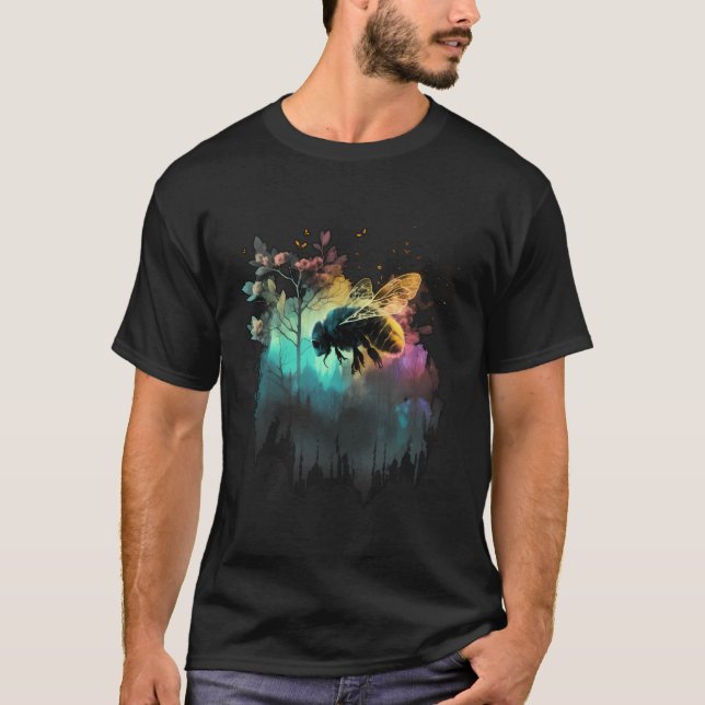 Camiseta Natureza Selvagem Colorida Reflexão das Abelhas (Frente)