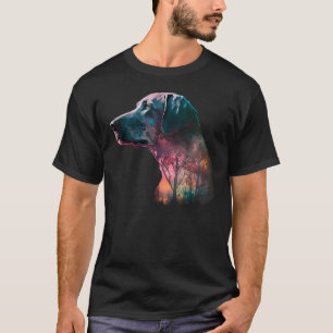 Camiseta Natureza Selvagem Colorida Reflexão do Weimaraner