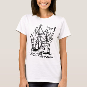 Camiseta Nau dos Sonhos Majestoso Galeão Arte de Linha Pret