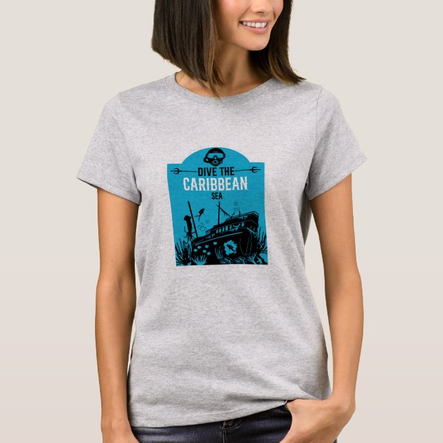 Camiseta naufrágios de mergulho no mar (Frente)
