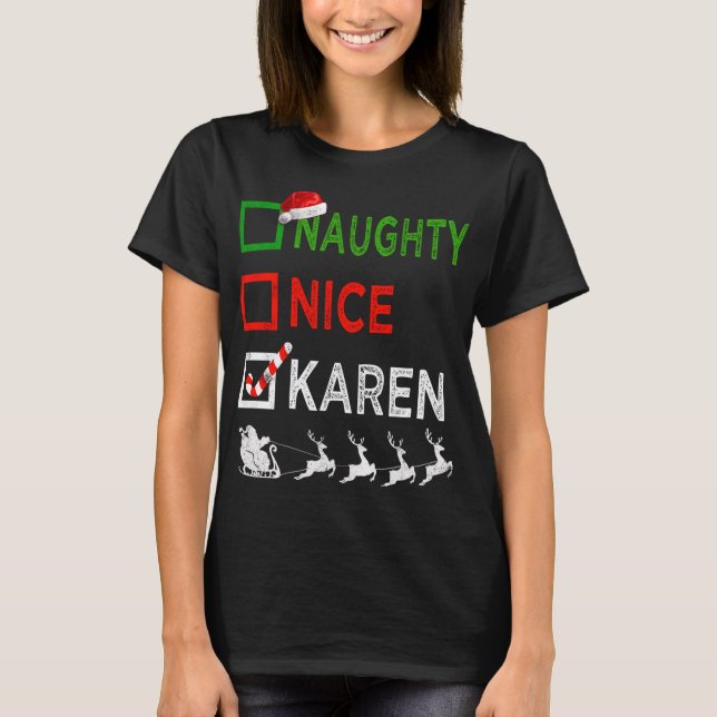 Camiseta Naughle Nice Karen Natal Pijamas Papais noeis Engr (Frente)