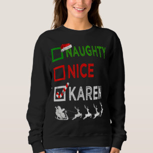 Camiseta Naughn Nice Karen Natal Pajamas Santa Hat Xma