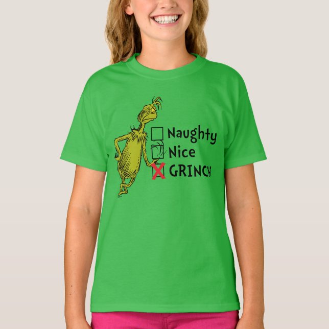 Camiseta Naughn, Nice ou Grinch (Frente)