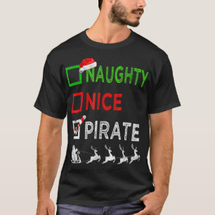 Camiseta Naughn Nice Pirata, Papais noeis Engraçados de Nat