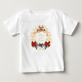 Camiseta Naughn Reindeer Christmas Peeking Dark Blue Dourad
