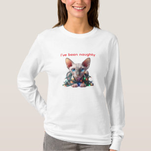 Camiseta Naughn Sphynx Cat Natal