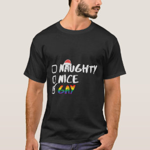 Camiseta Naught Nice Gay Rainbow Funny Orgulho gay Lgbt Chr
