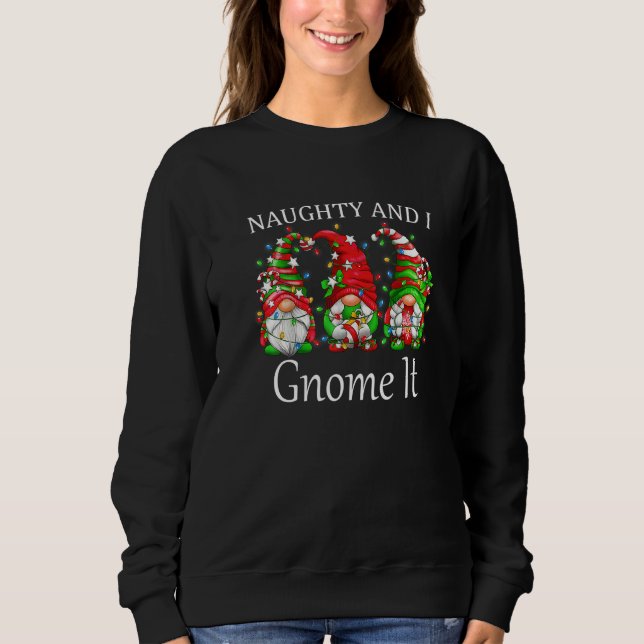 Camiseta Naughty and I Gnome It Christmas Pajamas Gnomes  X (Frente)