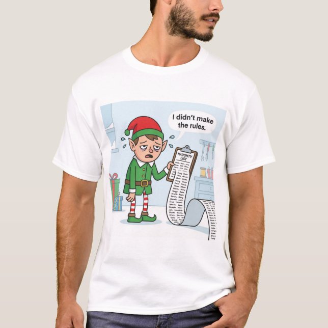 Camiseta Naughty List Overload – Elf Accountability Tee (Frente)