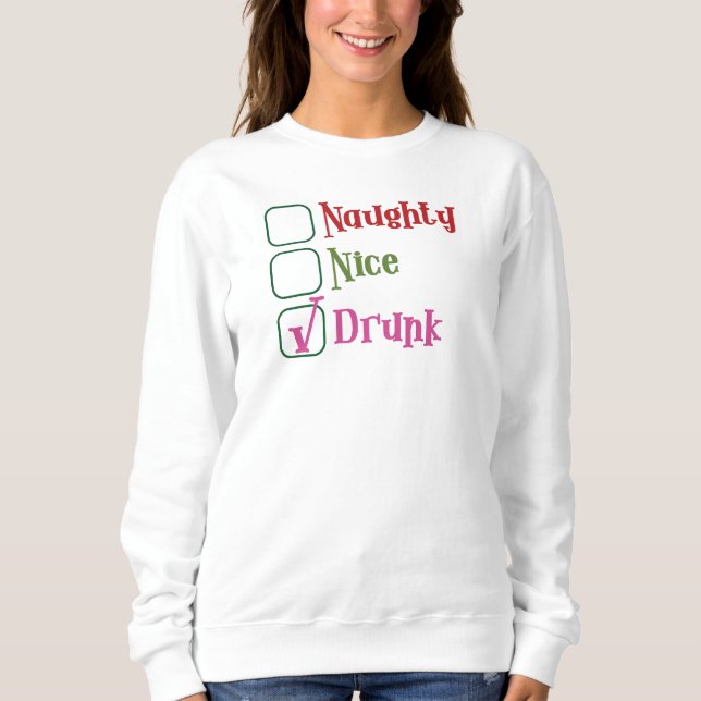 Camiseta Naughty, Nice, Drunk Holiday (Frente)