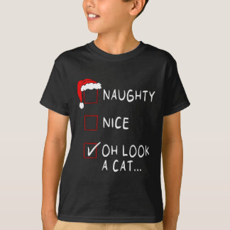 Camiseta Naughty Nice List Oh Look A Cat Xmas Men Women Chr