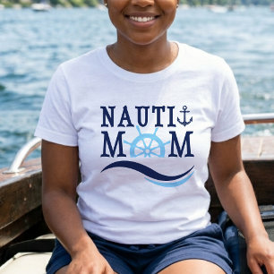Camiseta Nauti Mãe Azul Capacete Náutico Festa de Aniversár