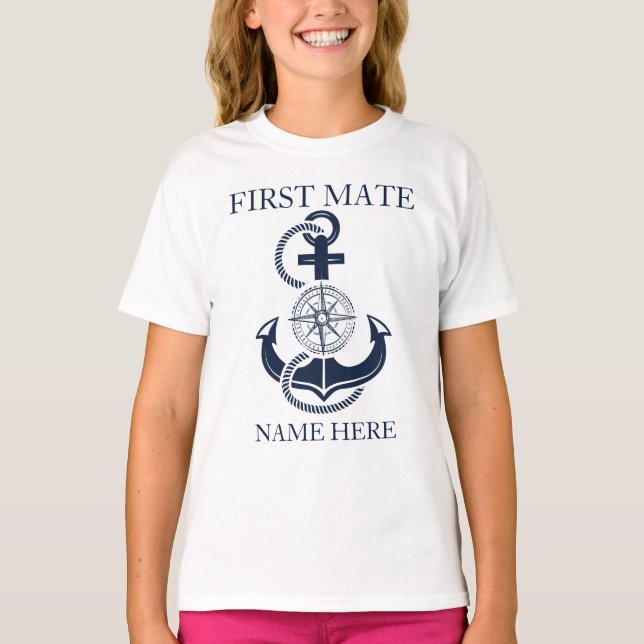 Camiseta Náutica, Nome do Barco do Primeiro Portão, Anchor  (Frente)