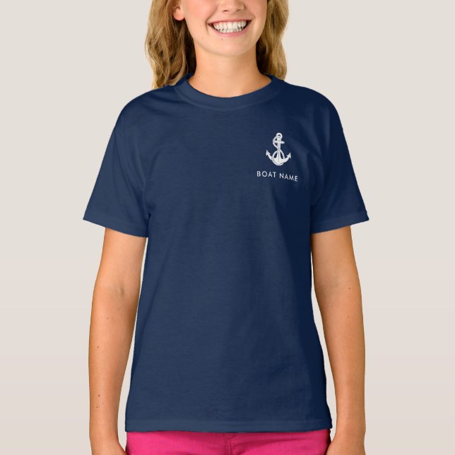 Camiseta Nautical Boat Anchor and Name Crew Custom (Frente)