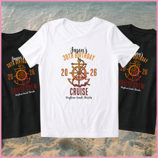 Camiseta Nautical Orange & White Name 30th Birthday Cruise