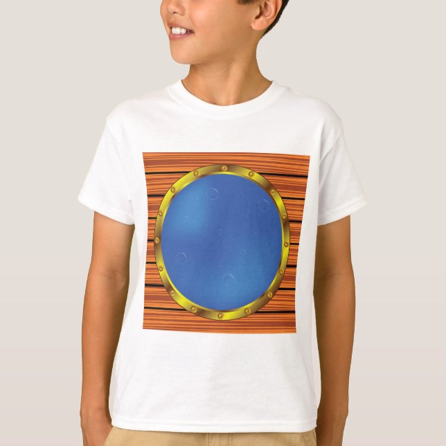 Camiseta Nautical Ship Porthole Window with Blue Water (Frente)
