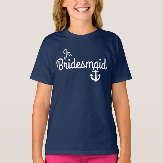 Camiseta Náutico Casamento Júnior Bridesmaid Tee com Âncora (Frente)