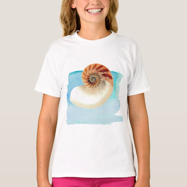 Camiseta Nautilus Seashell e Sand (Frente)