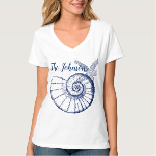 Camiseta Nautilus Seashell e Starfish Marine Life Personali