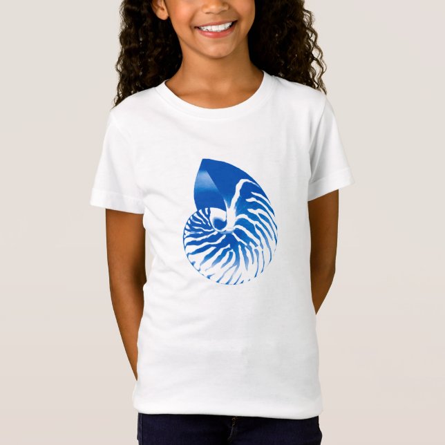 Camiseta Nautilus shell - azul de cobalto e branco (Frente)