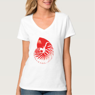 Camiseta Nautilus shell - vermelho escuro e branco