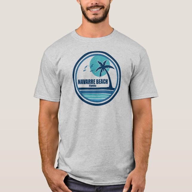 Camiseta Navarre Beach, Flórida, Palm Tree Birds (Frente)