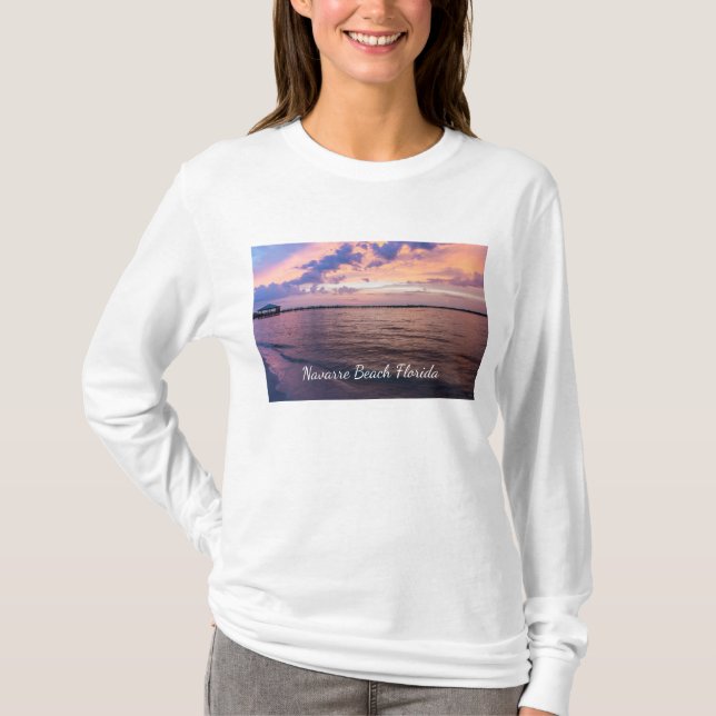 Camiseta Navarre Beach Magic Hour Purple Sunset Long Sleeve (Frente)