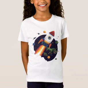Camiseta Nave Espacial de Foguete Espacial de Dinossauro Av
