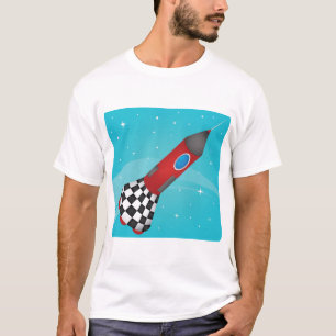 Camiseta Nave Espacial Vermelha Retro no Espaço Galáctico